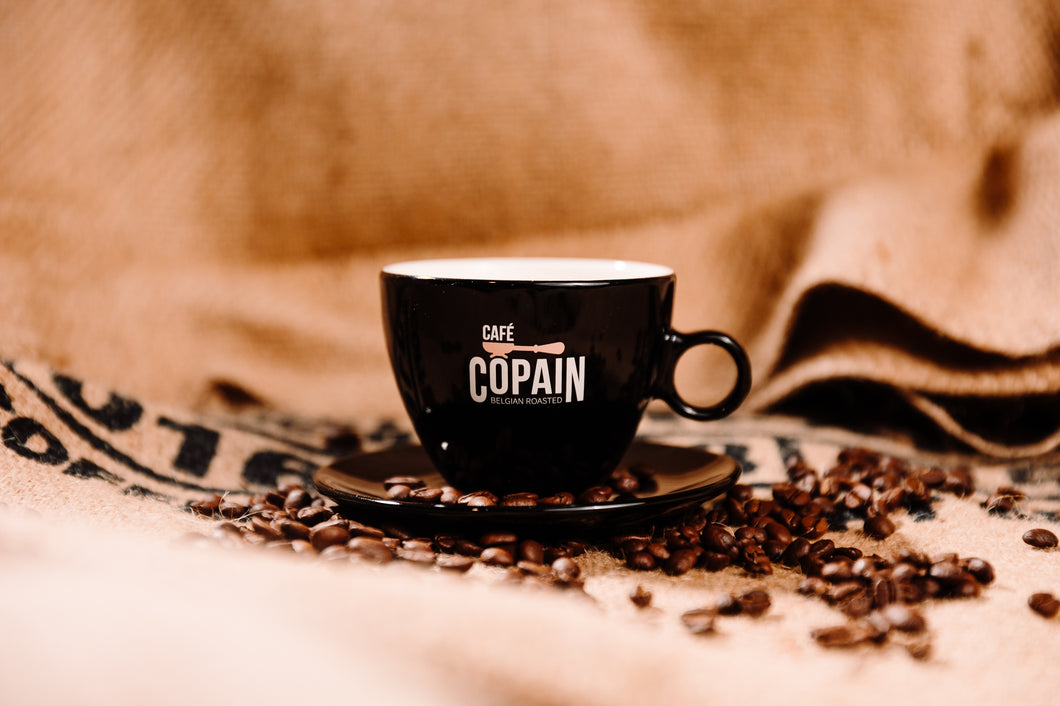 Cappuccino tasje + ondertas Café Copain