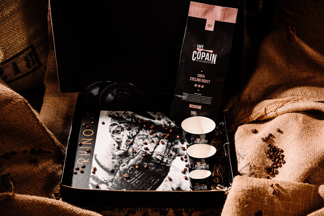 CROSS GIFT BOX (Gold): Photo book Rhino + 1.0 kg Café Copain + 3 bags